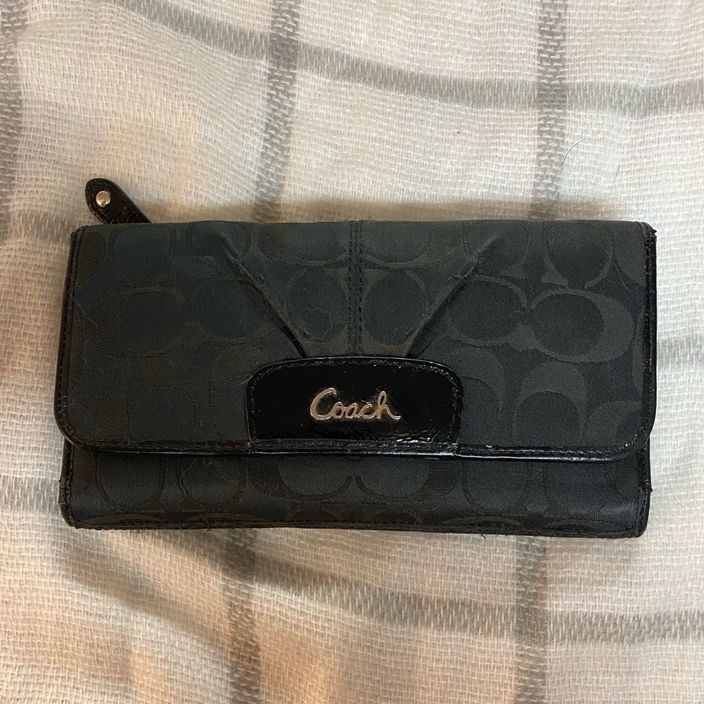 Authentic black Coach Logo wallet w/ checkbook